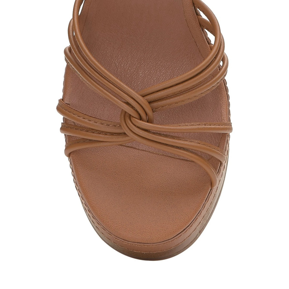 Lucky Brand Cognac Brown Retro Chic Classic Wooden Platform Sandals SZ 9.5 M - Picture 8 of 16